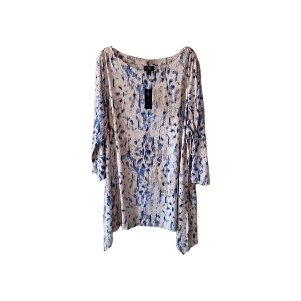 NWT JM Collection Jacguard Pebble Color Block Tunic Top Created For Macy's 3X